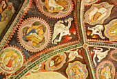 painting on ceiling of cloister at cathedral of Brixen, cross-coat, ribbed vault, Gothik, Brixen, valley of Eisack, South Tyrol, Italy