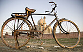 Bike and Taj Mahal, Agra. Uttar Pradesh, India