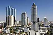Hi Rising Buildings of Sathorn District looking East, Bangkok. Thailand