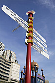 Signpost tree in Coney Island Funny Land, Luna Park, Sydney, New South Wales, Australia