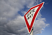 Street sign: give way, Great Ocean Road, Victoria, Australia
