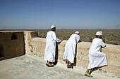 OMAN-Western Hajar Mountains-Jabrin: Jabrin Castle / Fort - Omani Students on roof