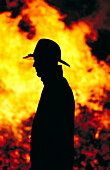 Silhouette of firefighter