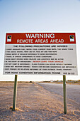 Remote Area Warning Sign, Coober Pedy, Outback, South Australia, Australia