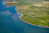 Luftaufnahme, Hallig Langeneß, Nordfriesland, Schleswig-Holstein, Deutschland