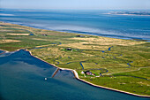 Aerial View of Hallig Langeneß, North Frisian Islands, Schleswig-Holstein, Germany