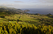 View from Pico da Velha on the western part of the Island of Sao Jorge, Azores, Portugal