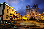 Customs house and Church Misericordia in the evening, Angra do Heroismo, Terceira Island, Azores, Portugal