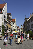 Women strolling along Maximilian street, Lindau, Bavaria, Germany