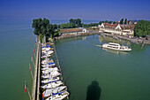 Excursion boat in harbor, Lindau, Lake Constance, Bavaria, Germany