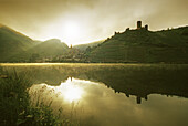 Beilstein and Metternich castle at sunrise, Mosel, Rhineland-Palatinate, Germany