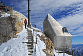 Woman on Zugspitze, Wetterstein range, Upper Bavaria, Bavaria, Germany