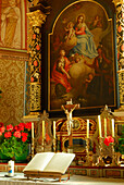 Altar in church St. Barbara, valley Gadertal, Dolomites, South Tyrol, Italy