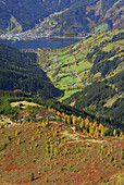 View from Hundstein towards village Zell am See, Salzburg Slate Alps, Salzburg, Austria