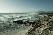 View at rocks and surge at Walker Bay, Gansbaai, Western Cape, South Africa, Africa