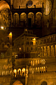 Cathedral of Cremona and town square at night, Multiple Exposure, Piazza Duomo, Cremona, Lombardy, Italy