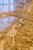 Model of the town with houses and church, Ingolstadt, Bavaria, Germany