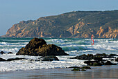 Windsurfer auf Guincho Strand, Costa de Lisboa, Region Lissabon, Estremadura, Portugal