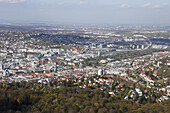 High angle view of Stuttgart, Baden-Wurttemberg, Germany