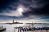Quay at St Mark's Square with Gondolas and the view to San Giorgio Maggiore Island, Venice, Italy, Europe