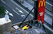 View at the roof of a convenience restaurant and a street, Taipeh, Taiwan, Asia