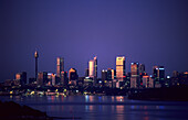 View at the city skyline in the early morning light, Sydney, New South Wales, Australia