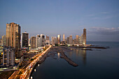 Waterfront skyline Avenida Balboa Panama city Panama