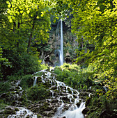 Waterfall, Bad Urach. Swabian Alb, Baden-Württemberg, Germany