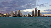 Detroit Downtown and Renaissance Center across Detroit River. Michigan, USA