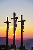 Three crosses on Kreuzberg mountain near Bischofsheim, Rhön, Franconia, Bavaria, Germany