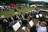 Akaroa Silver Band entertains at Akaroa French Festival, Banks Peninsula, New Zealand