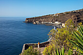 View at ocean and coastline in the sunlight, Playa de Santiago, La Gomera, Canary Islands, Spain, Europe
