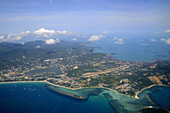 Aerial view of Chaweng Beach and the north coast, Ko Samui, Thailand
