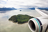 View at engine, aerial view of the Inside Passage south of Wrangell, Southeast Alaska, USA