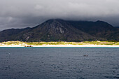 Beach with mountains in the background, Taolanaro, Fort Dauphin, Toliara, Madagascar, Africa