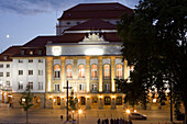 Theater in the evening, Dresden, Saxony, Germany