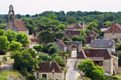 Blick auf Hospitalet bei Rocamadour, Jakobsweg, Chemins de Saint-Jacques, Via Podiensis, Dept. Lot, Région Midi-Pyrénées, Frankreich, Europa