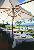 Terrace of Restaurant Bosman's at hotel Grande Roche, Paarl, Western Cape, South Africa, Africa