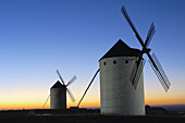 Windmills at Sunset. Campo de Criptana. Ciudad Real province, Ruta de don Quijote. Castilla-La Mancha, Spain