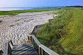 Stairs from house on beach at Rock Harbor, Orleans, Cape Cod, Massachusetts, USA