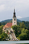 Lake Bled and St Mary's Church of the Assumption, Slovenia, Balkans, Europe