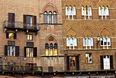 Siena, Piazza del Campo, palazzo architecture, Tuscany, Italy