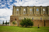 Ruins of the Gothic Abbey of San Galgano. Tuscany, Italy