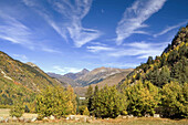 View of Pyrenees Mountains from Aiguamotx valley. Vall d'Aran, Catalunya, Spain.