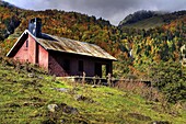 Lodge, Artiga de Lin valley. Vall d'Aran, Pyrenees Mountains, Lleida province, Catalonia, Spain