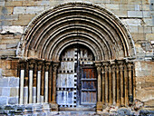 Door of Alcocer church. Castilla la Mancha. Spain