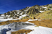 Small lake in Peñalara.Natural park of Peñalara. Madrid. Spain.