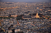 Aerial view of Paris with the Dome Church of Hotel de Invalides in the background. France