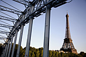 The view of Eiffel Tower from Passerelle bridge. Paris. France