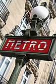 The Art Nouveau style Metro sign. Paris. France